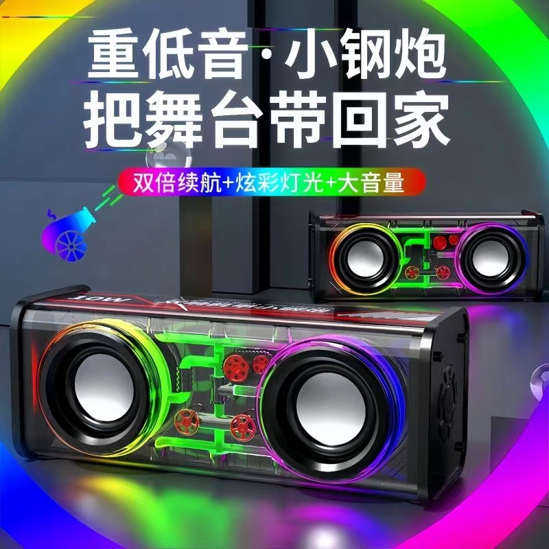 Интернет-звезда Bluetooth динамик с цветными огнями Прозрачный Меха TWS Мини беспроводной динамик с высоким объемом и басом