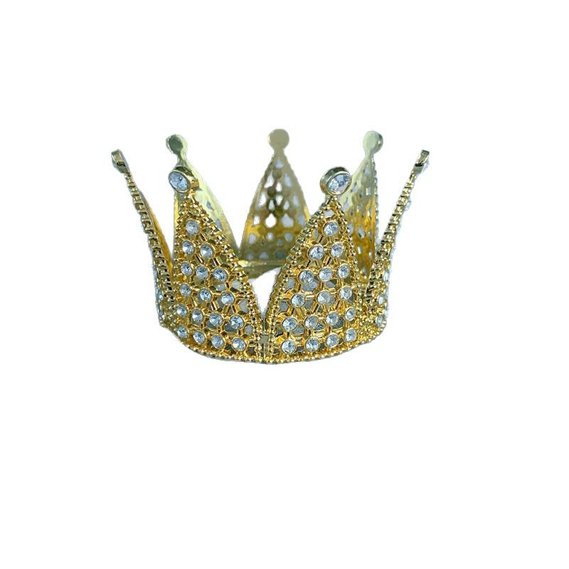 Wholesale Crown Birthday Cake Ornaments Alloy Rhinestone Crown Holiday Wedding Decoration Headwear Crown Jewelry