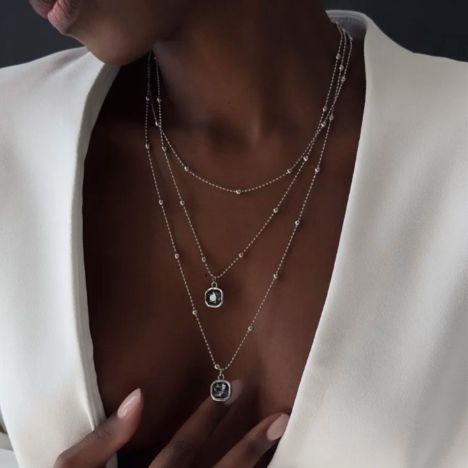 Кросс-бодер новое украшение простое двуслойное шариковое колье с подвеской в виде монеты европейского и американского стиля оптовая продажа женских украшений