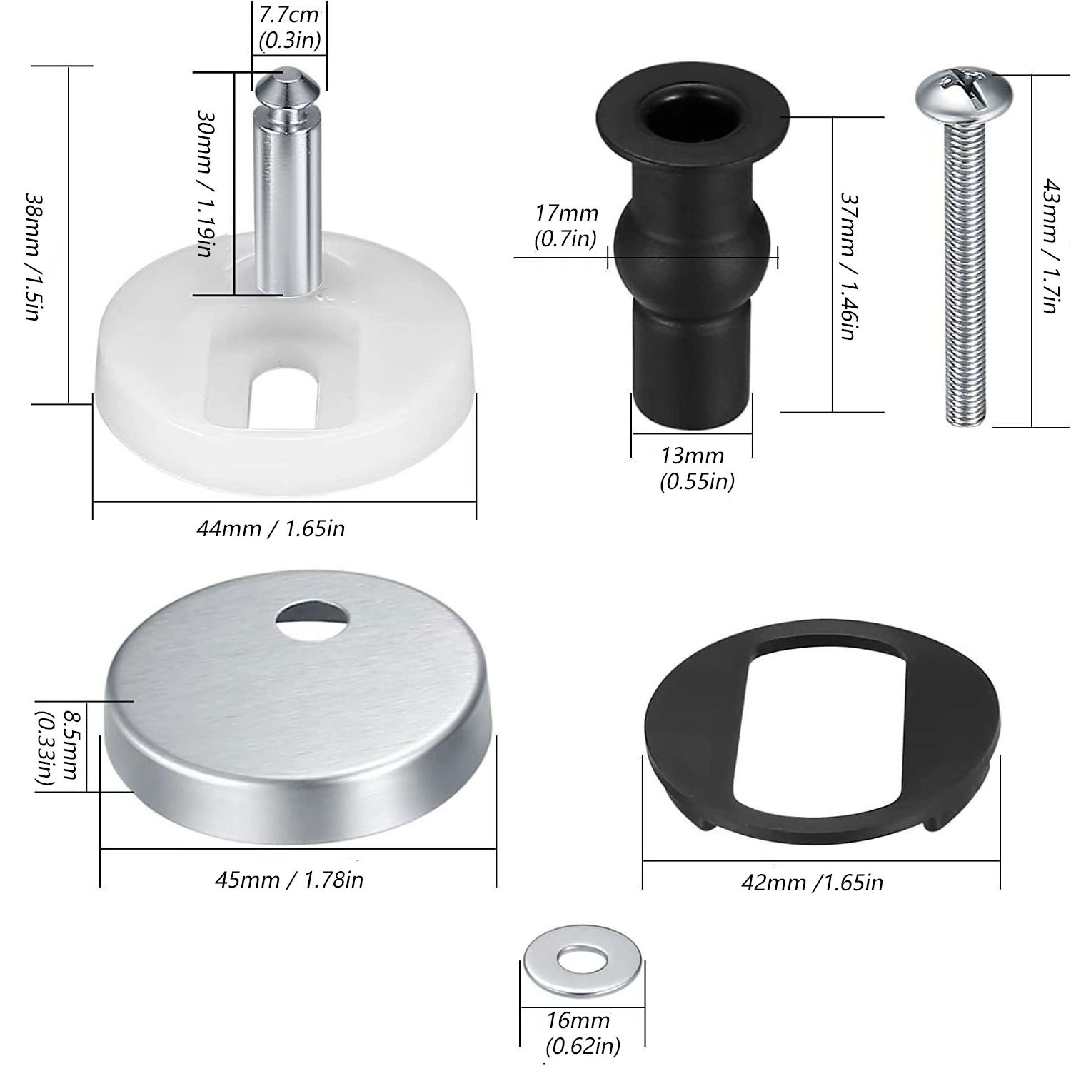 Cross-Border Toilet Seat Universal Screw Accessories Stainless Steel Cover Connector Toilet up and down Fixed Quick-Release Buckle
