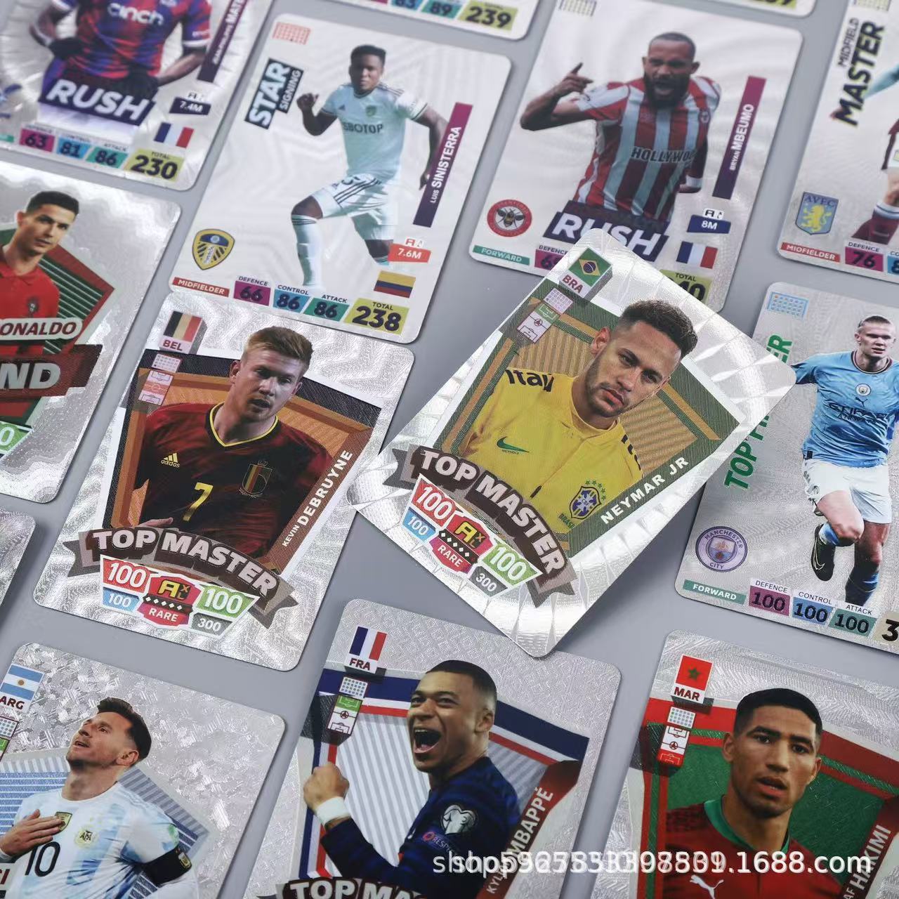 New Football Star Cards World Cup European League Peripheral Star Cards Golden English Gold Foil Cards 55 Pieces