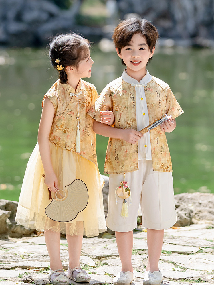 Children's Tang Suit, Han Dynasty, Boy's Summer Dress, Chinese Style Girl's New Chinese Style Ancient Costume, Children's Day Performance Uniform, Kindergarten Class Uniform