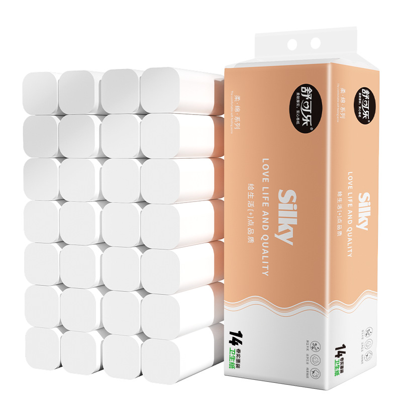 28 rolls of coreless roll paper toilet paper household affordable small roll paper whole box mother and baby suitable hand tissue