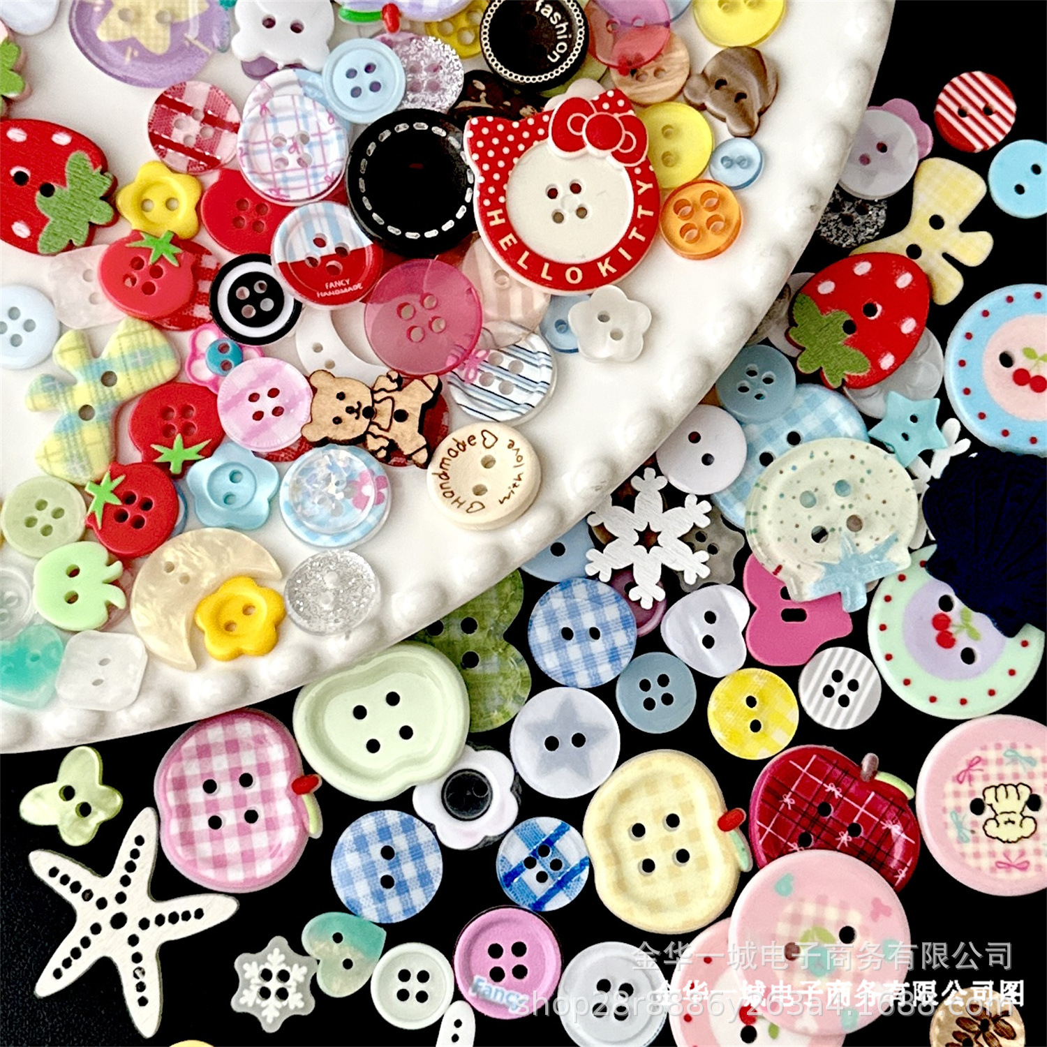 A Large Collection of 10 Multi-Style Buttons, Mixed DIY Handbook Decoration, Card Packaging, Hair Hoop Accessories, Hole Pendants