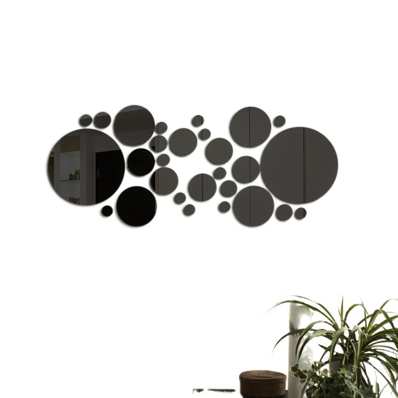 Cross-border hot-selling mirror wall stickers Circle Mirror fashion 3d three-dimensional decoration large circle 15cm each set of 32 and 26