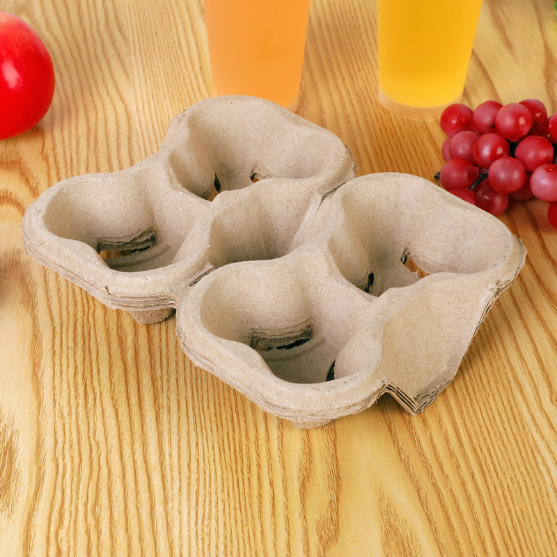 Disposable degradable pulp cup holder takeaway milk tea coffee cup holder base thickened single and double fat cup holder