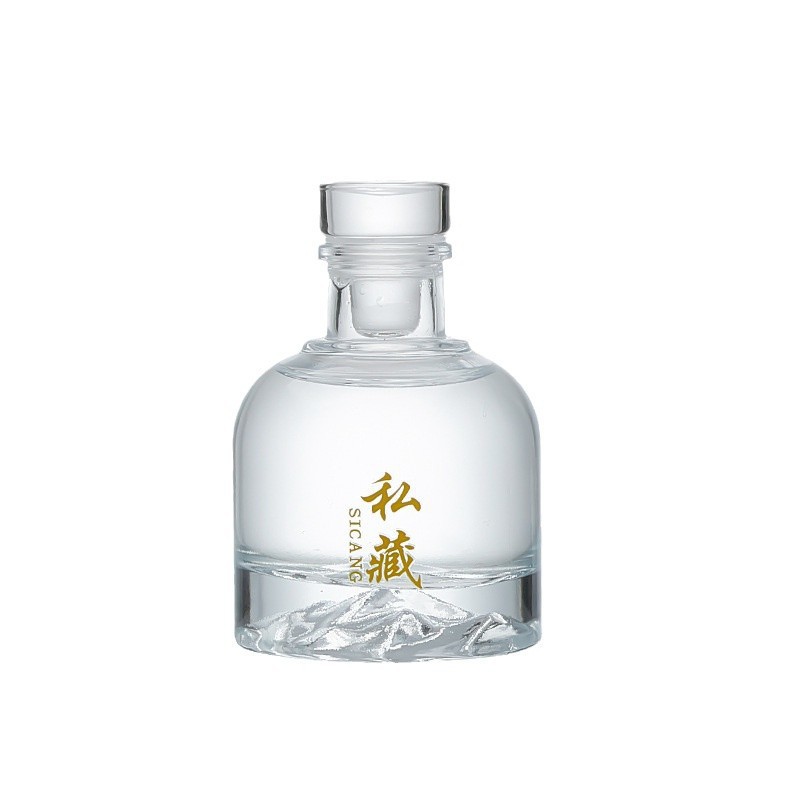 Transparent white wine bottle in stock two two small wine bottle glass round spherical white wine bottle with packaging sub-packaged empty bottle