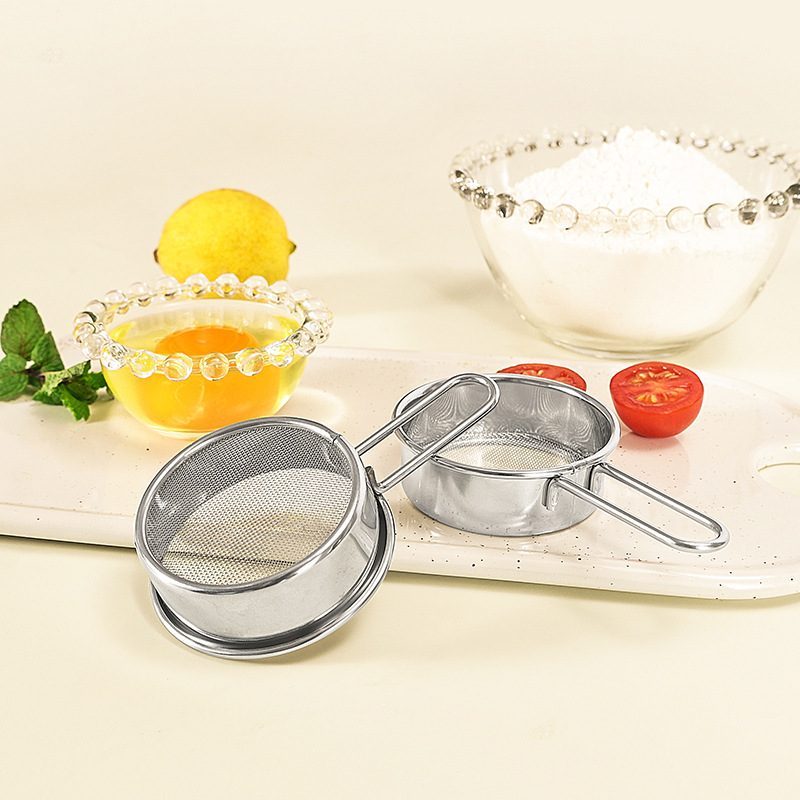 304 Stainless Steel Mini Sugar Sieve 40 Mesh Filter Screen Powder Sieve Cocoa Powder Sprinkler Baking Flour Sieve in stock