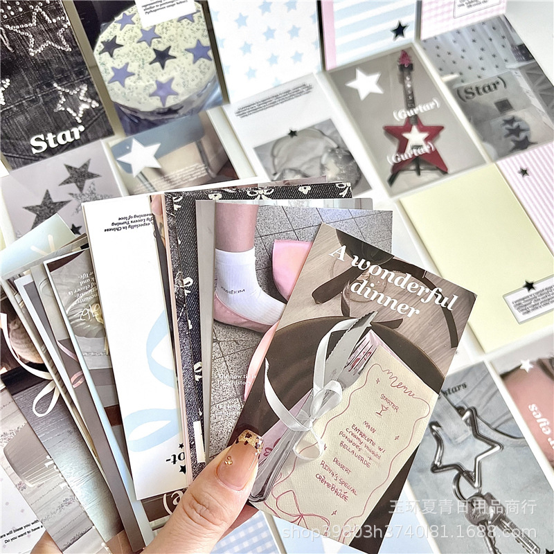 Original material paper star Denim ballet bow M5 hand account collage backing paper can be perforated to make inner pages