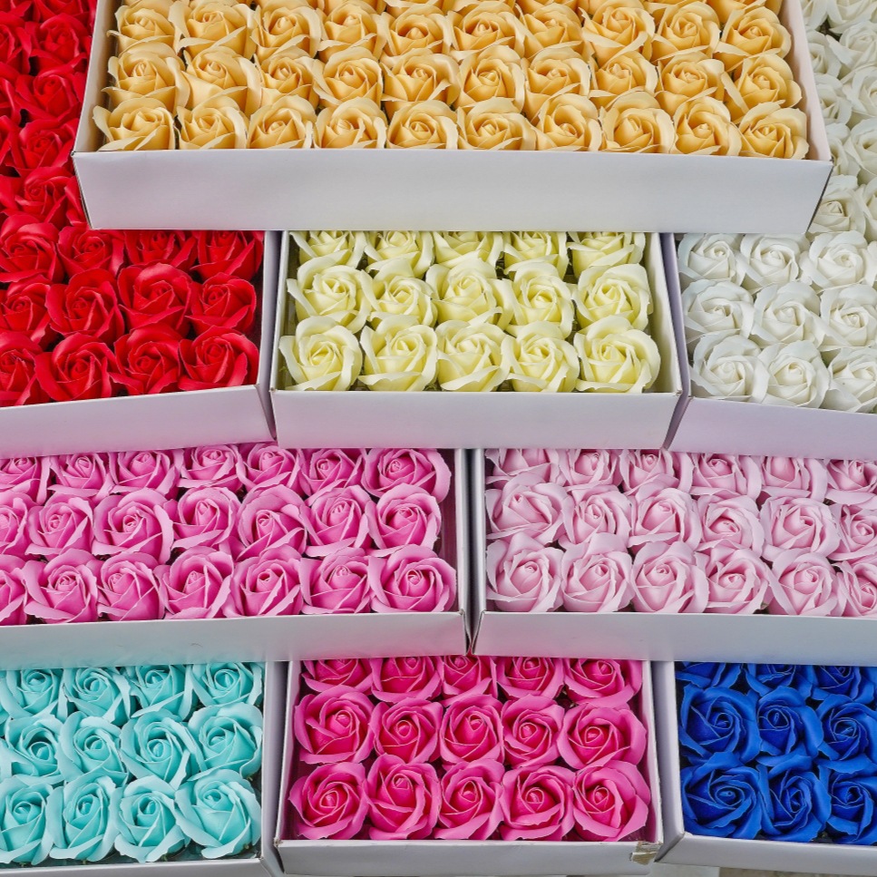Soap Flower Festival Three-Layer Flower Head Rose Artificial Flower Soap Flower Eternal Flower Five-Layer Manufacturer Bouquet Gift Box