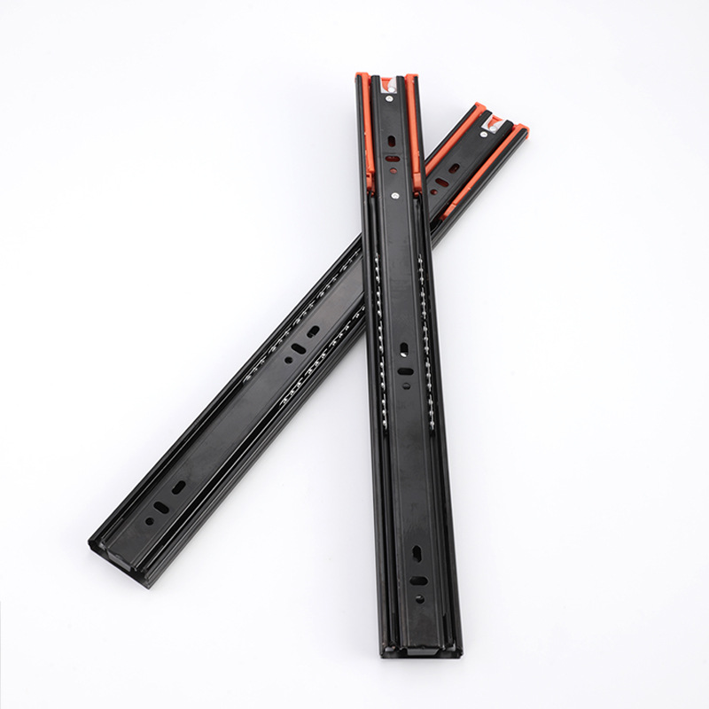 4510 three-section drawer iron black buffer slide rail slide thickened 304 stainless steel damping furniture mute guide rail