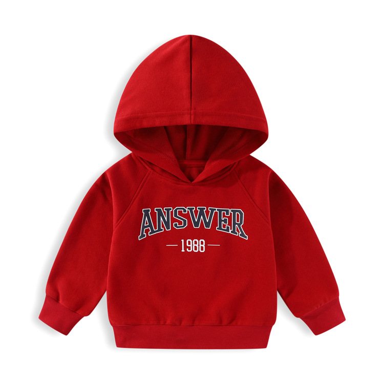 2025 Spring New Style 2-8 Years Old Casual European and American Hooded Letter Round Neck Sweatshirt Boys Trendy Loose and Versatile Fashion