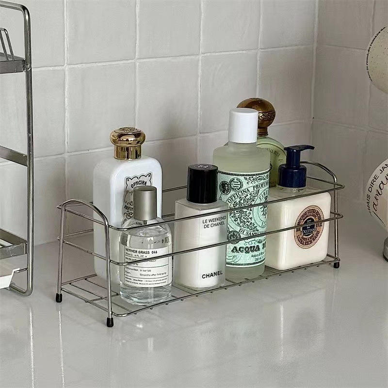 Ins Stainless Steel Desktop Cosmetic Storage Rack Perfume Storage Rack Bathroom Countertop Fit Rack Kitchen Storage Rack