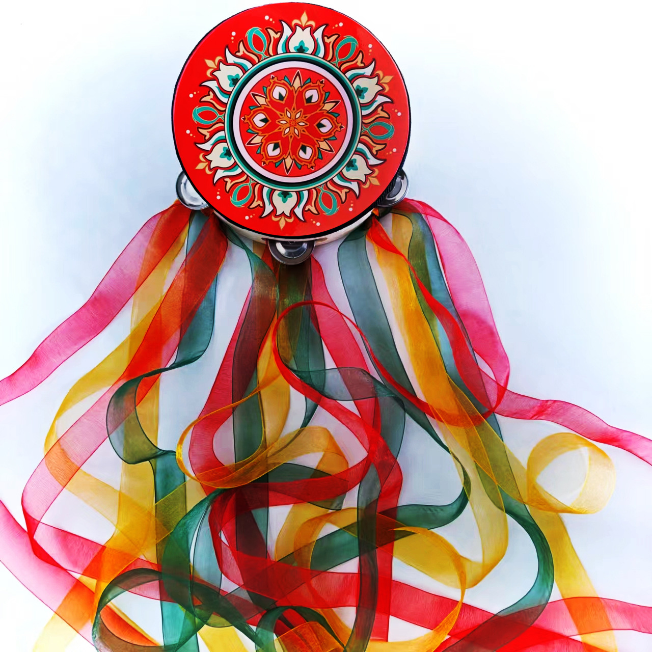 Dunhuang Dance Instrument, Flying Tambourine, Xinjiang Uyghur Tambourine, Han Dynasty Hand-Held Photo Drum, Ribbon Drum, Tang Drum