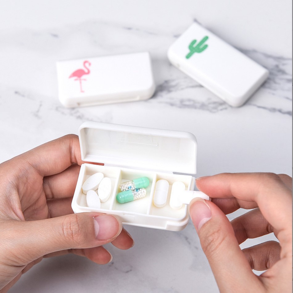 Creative portable three-compartment small medicine box mini pill box travel medicine sub-pack medicine box 14g
