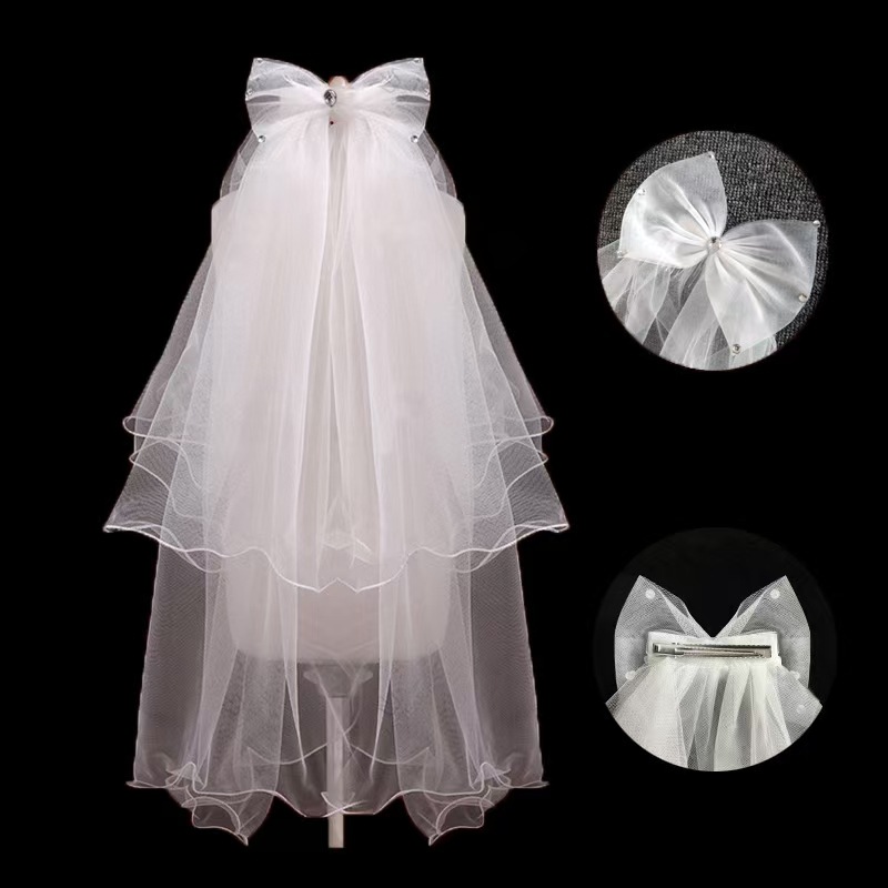 24 White Bridal Veil Covering Multi-Layer Short Korean Plain Veil Wedding Dress Photo Veil for Photo Studio