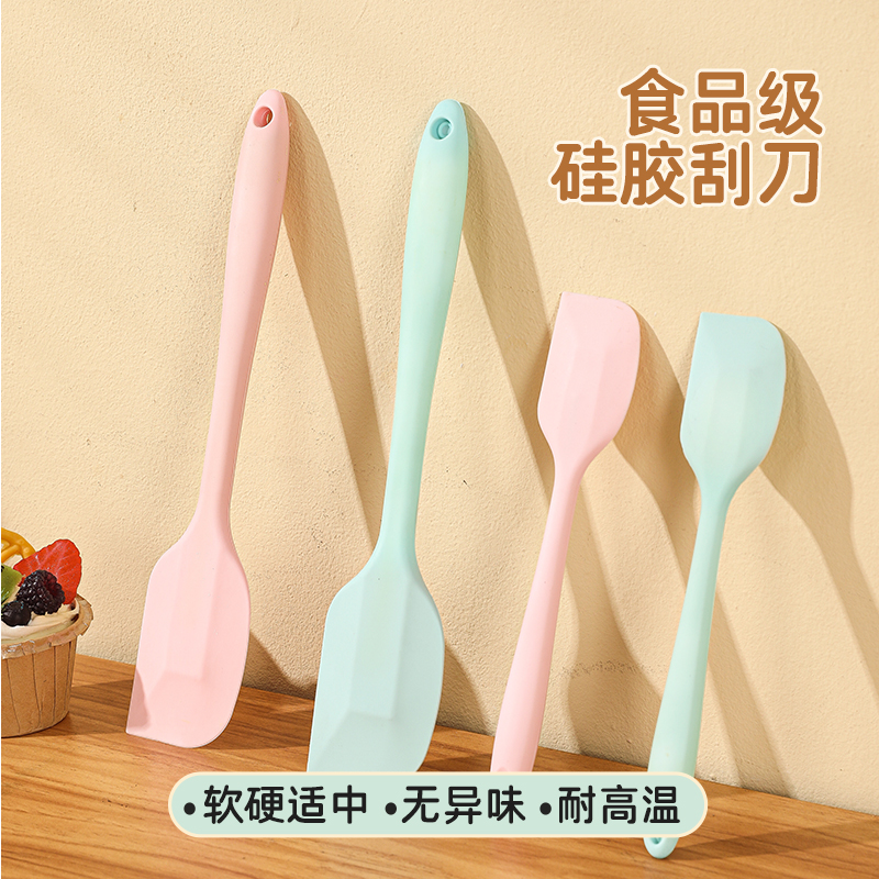 Оптовая продажа силиконового скребка, устойчивого к высоким температурам, для крема, лопатка для тортов, интегрированный инструмент для выпечки