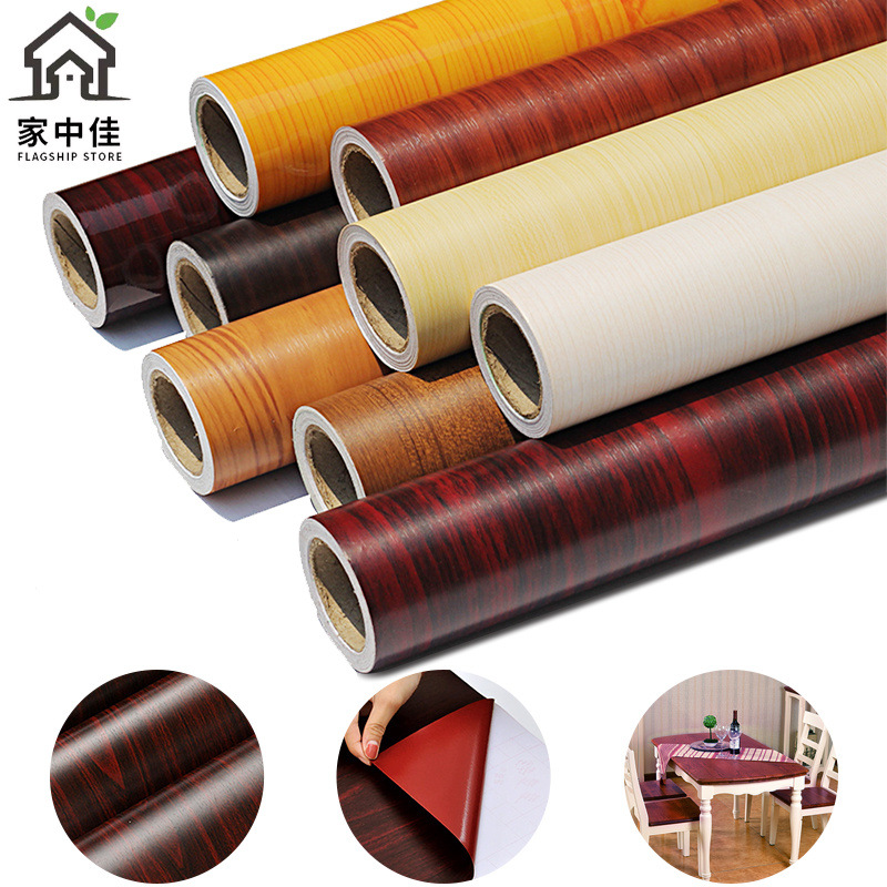 Thickened Furniture Renovation Wood Grain Sticker Imitation Wood Self-Adhesive Wallpaper Kitchen Oil-Proof and Waterproof Wardrobe Wooden Door