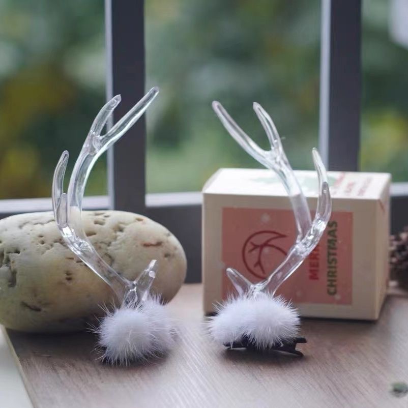 Аксессуары для волос с рогами оленя, прозрачный головной убор, милые уши эльфа, заколка с оленем