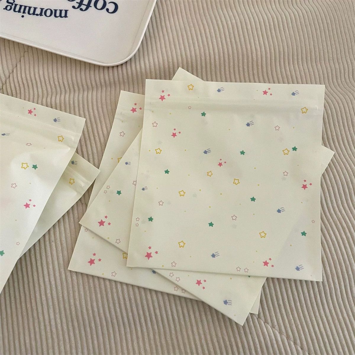 Food Grade Packaging Material Custard Colorful Star Thickeneded Hair Band Packaging Bag Underwear Plastic Ziplock Bag