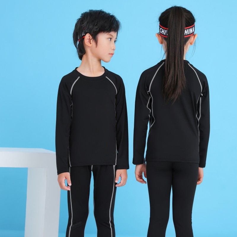Factory direct sports fitness long sleeve tights suit children high elastic basketball adult sports fitness base coat