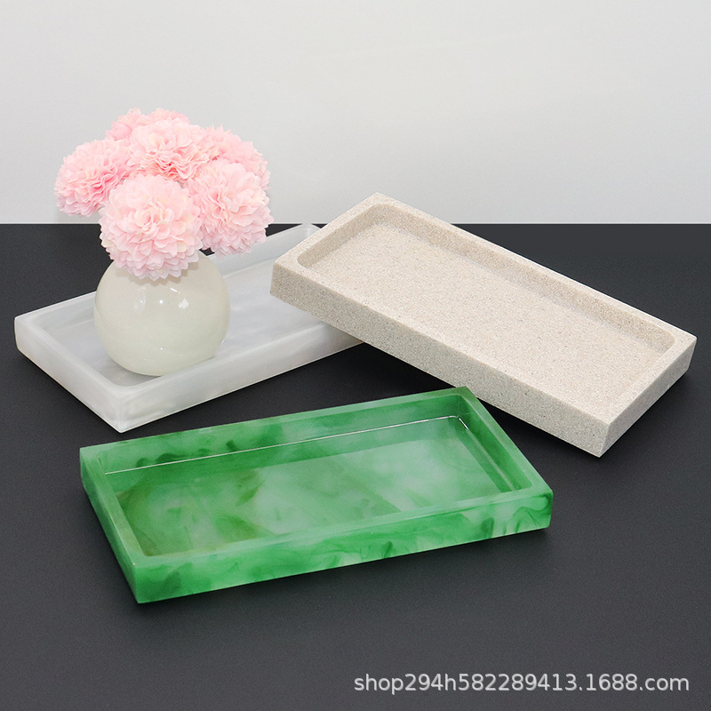 Marbled Resin Bathroom Tray Hotel Sink Storage Tray Bathroom Tray Wash Accessories Tray
