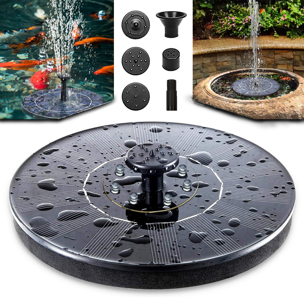 Simple solar fountain outdoor suspension rockery pool scenic spot park power storage belt LED fountain lights