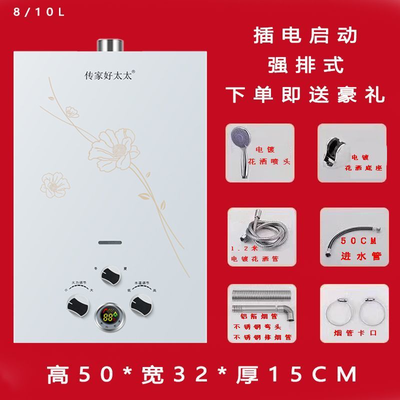 Gas Water Heater Household Balanced Bathroom Bath Natural Gas Liquefied Gas Gas Battery Forced Exhaust Bathroom