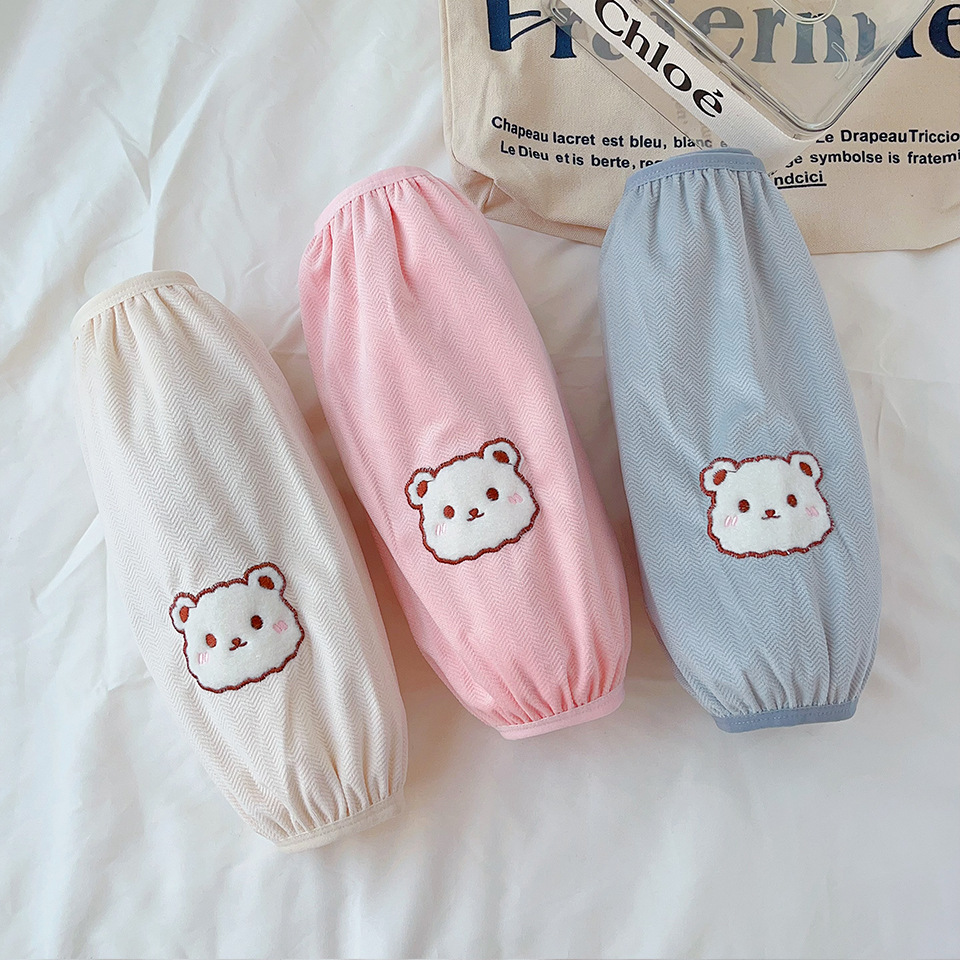 Теплые рукава-оверслеевы с медведем в стиле южнокорейского инстаграма, зимние, антипятновые, фланелевые, оптовая продажа рукавов для удлиненных пуховиков