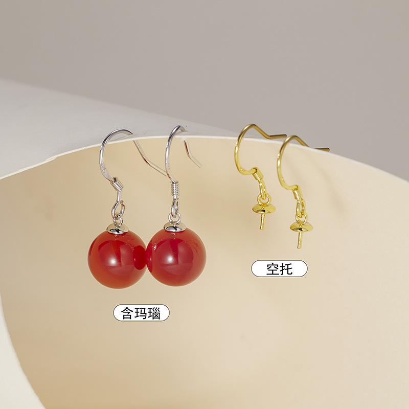 Vintage Natural Red Agate Ear Hooks for Women, New Chinese Style Niche Temperament Earrings, Jewelry Manufacturer Wholesale, Chinese Style