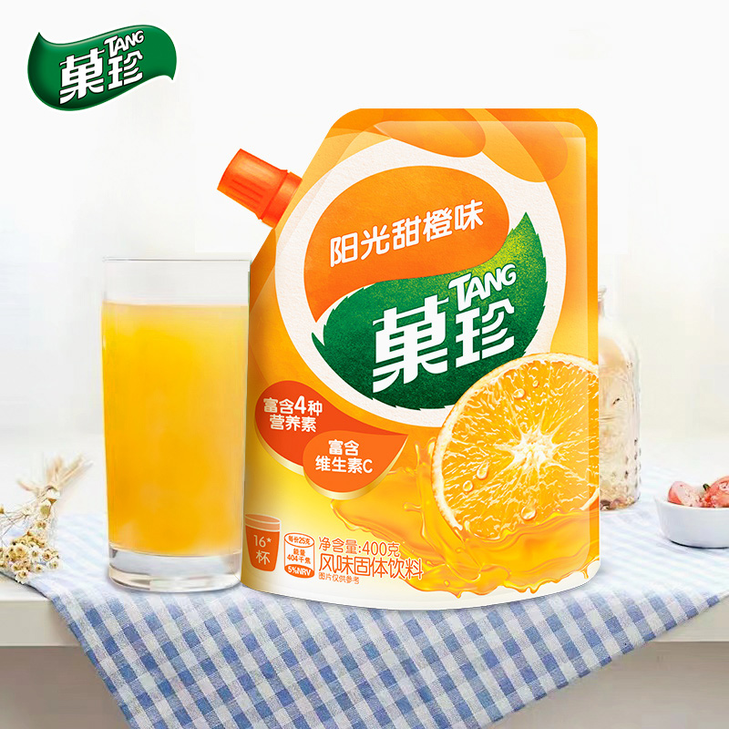 Kraft Fruit Treasure Sunshine Sweet Orange Flavor 400g*4 Bags with Spout for Instant Fruit Treasure Solid Beverage Juice Powder