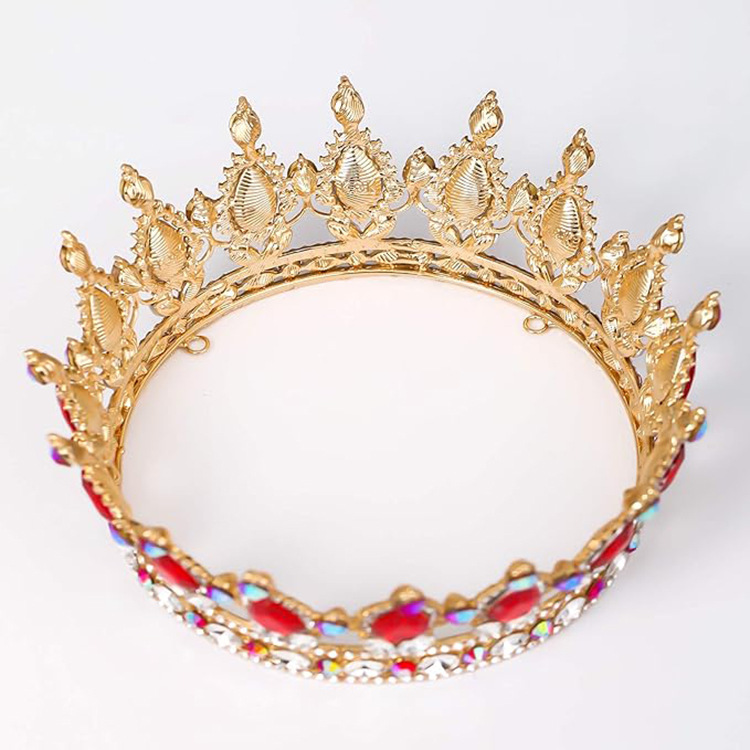 Baroque round crown alloy headdress bridal wedding accessories birthday adult ceremony round crown