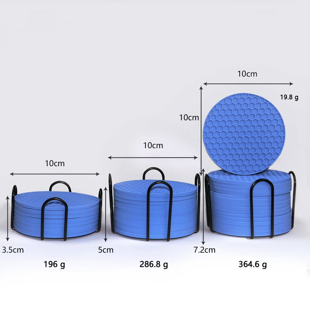 Silicone Coaster Round Striped Drain Insulated Tea Coaster Set Non-Slip Marble Pattern Anti-Scalding Coffee Coaster