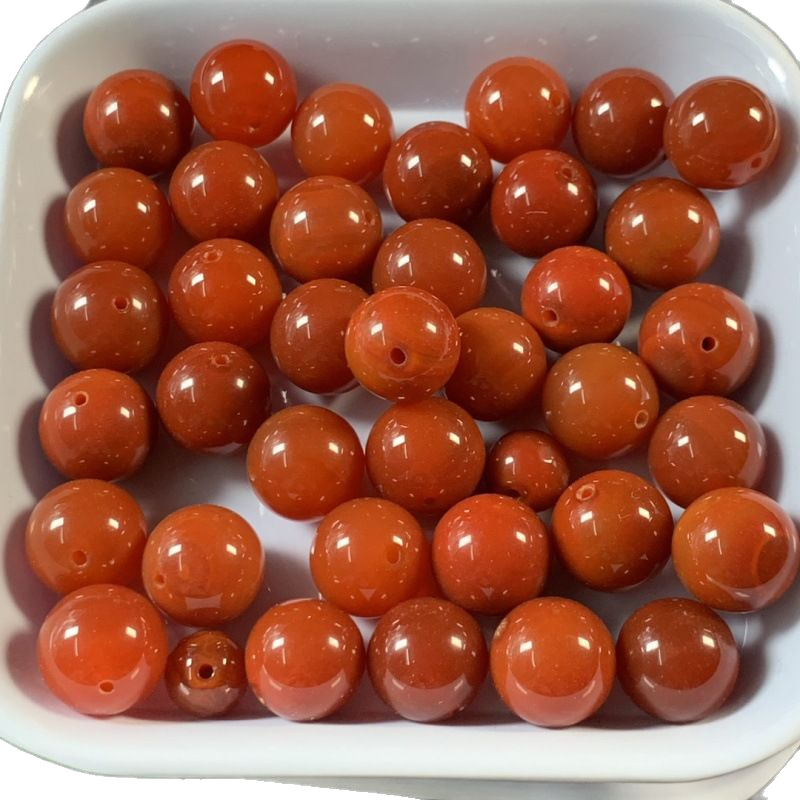 Natural agate south red accessories loose beads persimmon red beads with beads round beads full of meat bracelet diy play accessories