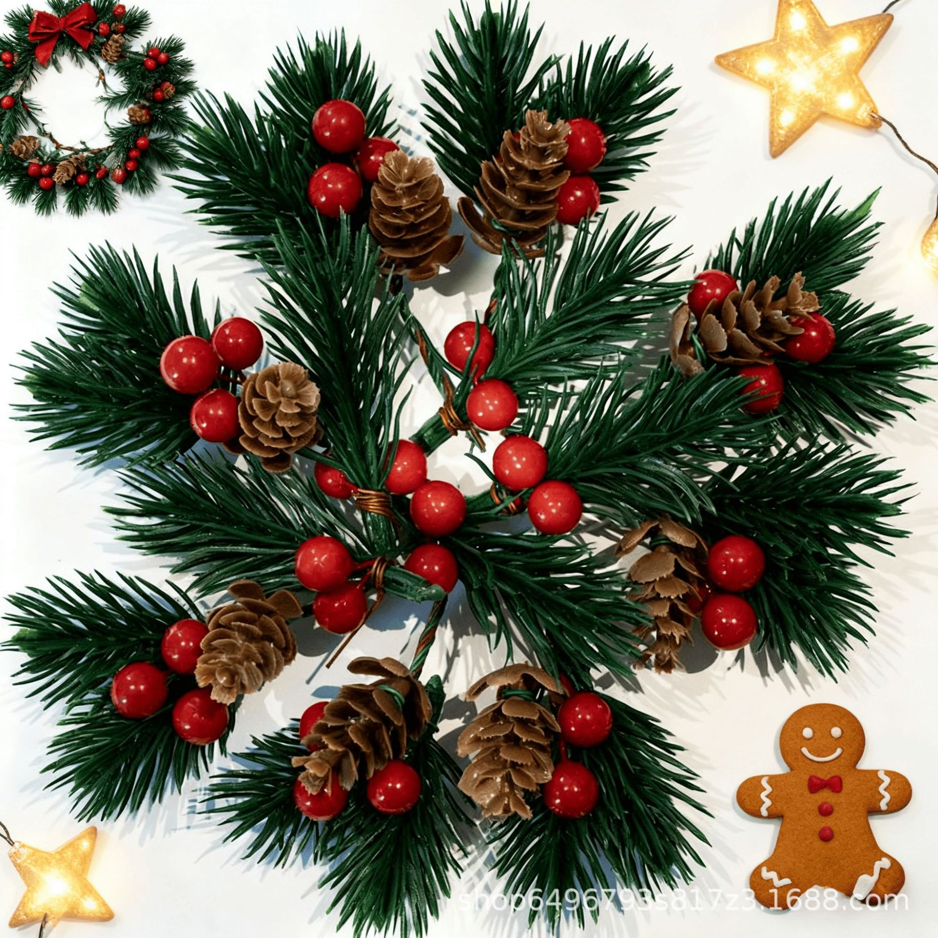 Новогодние Украшения Шишки Сосны Сосновые Ветви Сосновые Иглы Красные Фрукты Подвески DIY Ручная Работа Креативные Коробки Для Конфет Аксессуары Для Подарочных Коробок