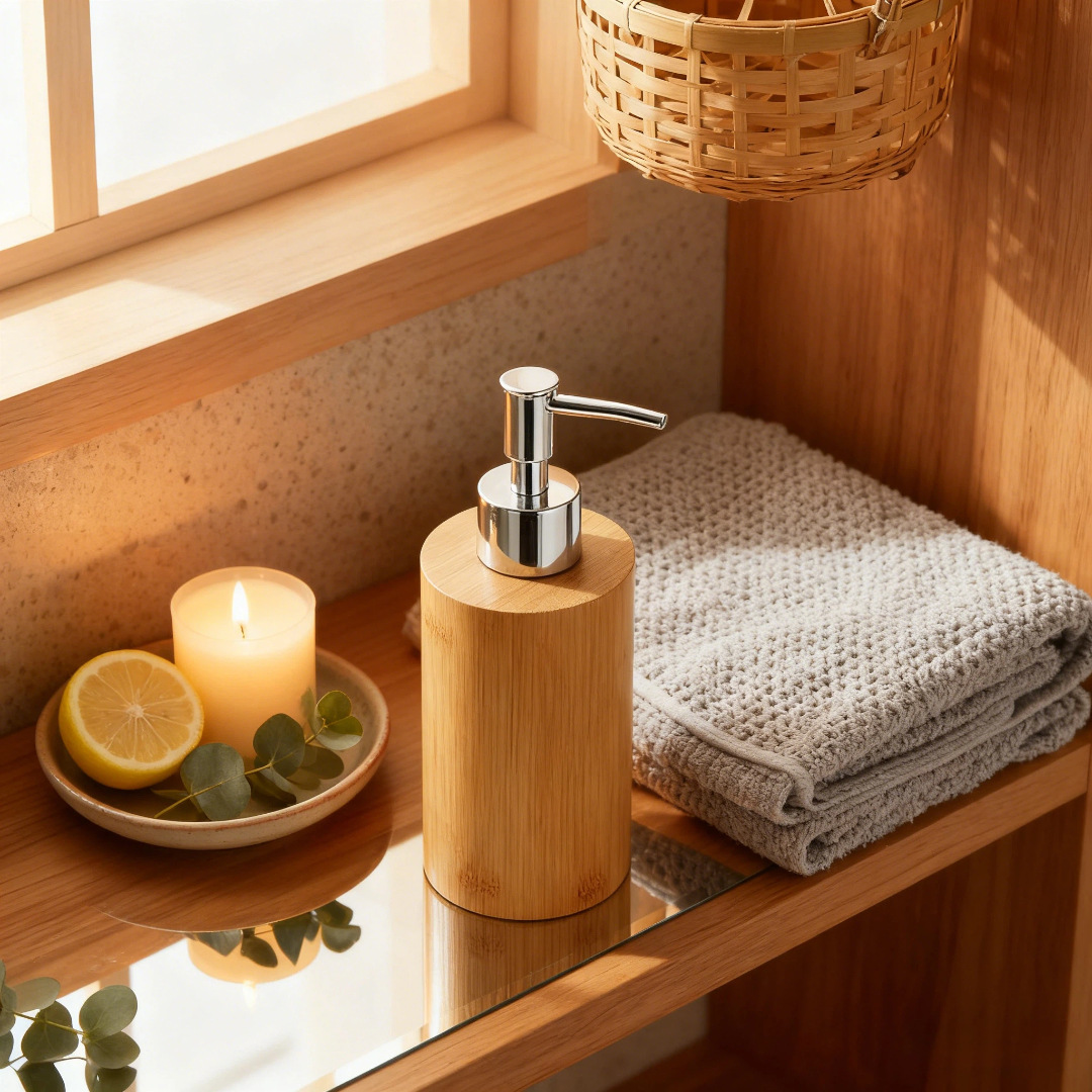 Wooden Dispensing Bottle Push-Type Shower Gel Shampoo Hand Sanitizer Empty Bottle Portable Lotion Bottle Customized Logo