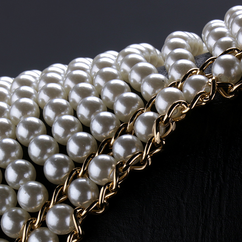 New cross-border hot selling pearl handmade shoulder chain European and American popular necklace strength chain multi-layer back chain