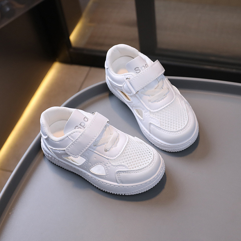 2025 Summer Sandals Children's White Shoes Ultra-Light Boys College Style Sports Shoes Female Baby Velcro Campus Shoes