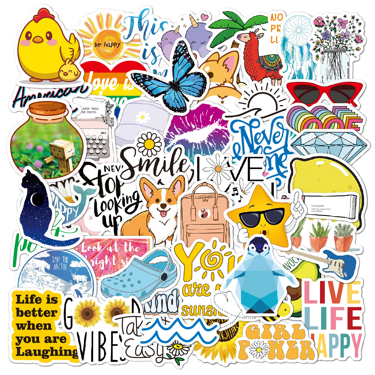 Processing and Customization of Cross-Border Stickers, Cartoon Graffiti, Aesthetic Decoration, Water Cups, Laptop Luggage Stickers, Customization