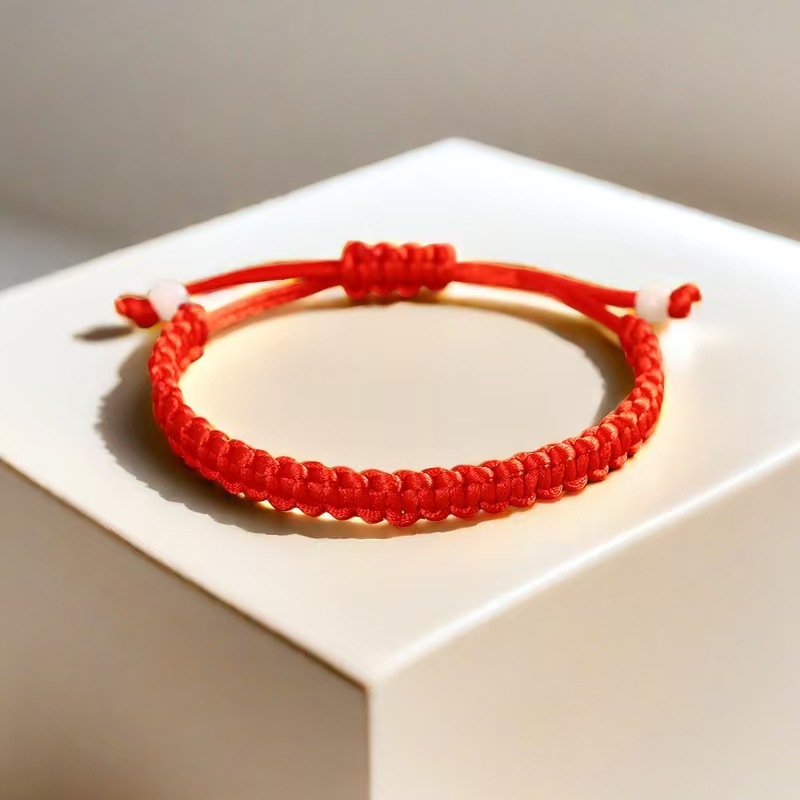 Diamond Knot Red Rope Bracelet Red Flat Knot Hand Rope DIY Hand Rope High-value Hand-woven Benmingnian Men's and Women's Hand Rope