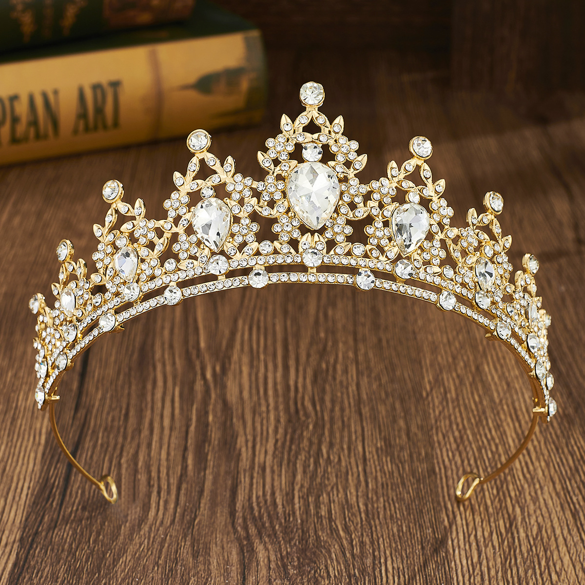 European and American Bridal Crown Headwear Cross-Border Colorful Rhinestone Headband Baroque Alloy Crown Wedding Dress Accessories