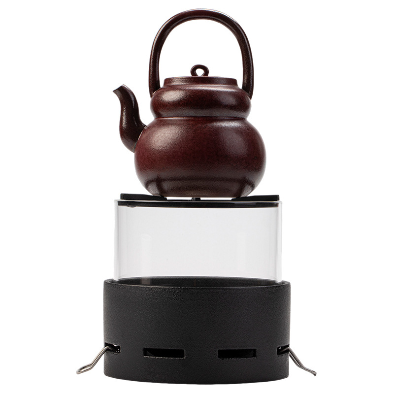 Japanese-Style Tea Brewing Charcoal Stove Tea Kettle Set for Outdoor and Indoor Use with Open Flame Tea Maker and Kettle Complete Set