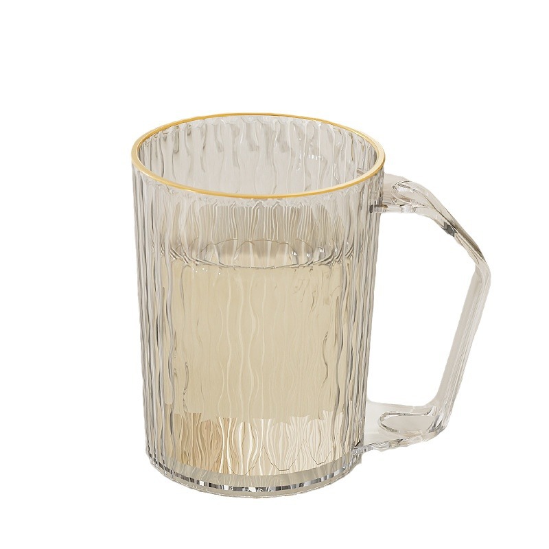 Diamond Pattern Mouthwash Cup Light Luxury Transparent Handle Slot Toothbrush Cup Household Couple Wash Cup Student Plastic Water Cup