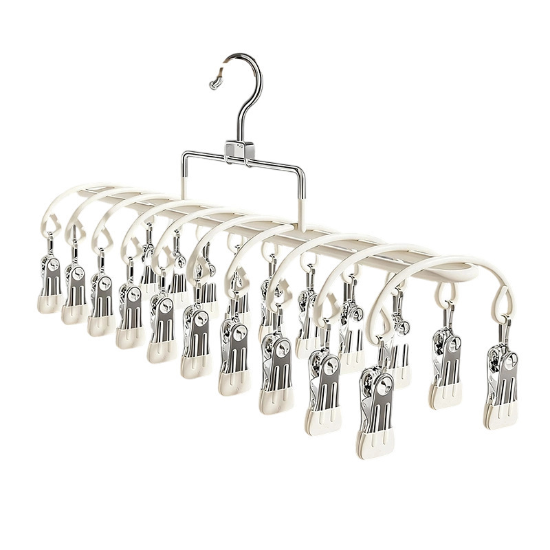 Multi-Clip Sock Drying Rack Stainless Steel Household Balcony Drying Intimates Windproof Baby Sock Clip Clothes Rack