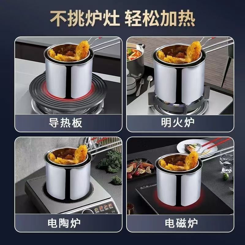 Stainless Steel Multifunctional Frying Pan, Household Small Frying Pan, Small Skewer Frying Pan, Induction Cooker Mini Oil-Saving Small Frying Pan