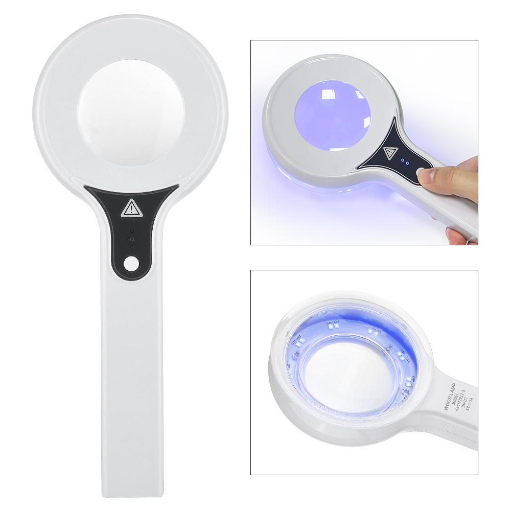 Cross-border New Wood's Lamp Handheld Skin Detector Cold Light UV Filter Wood's Lamp Beauty Instrument