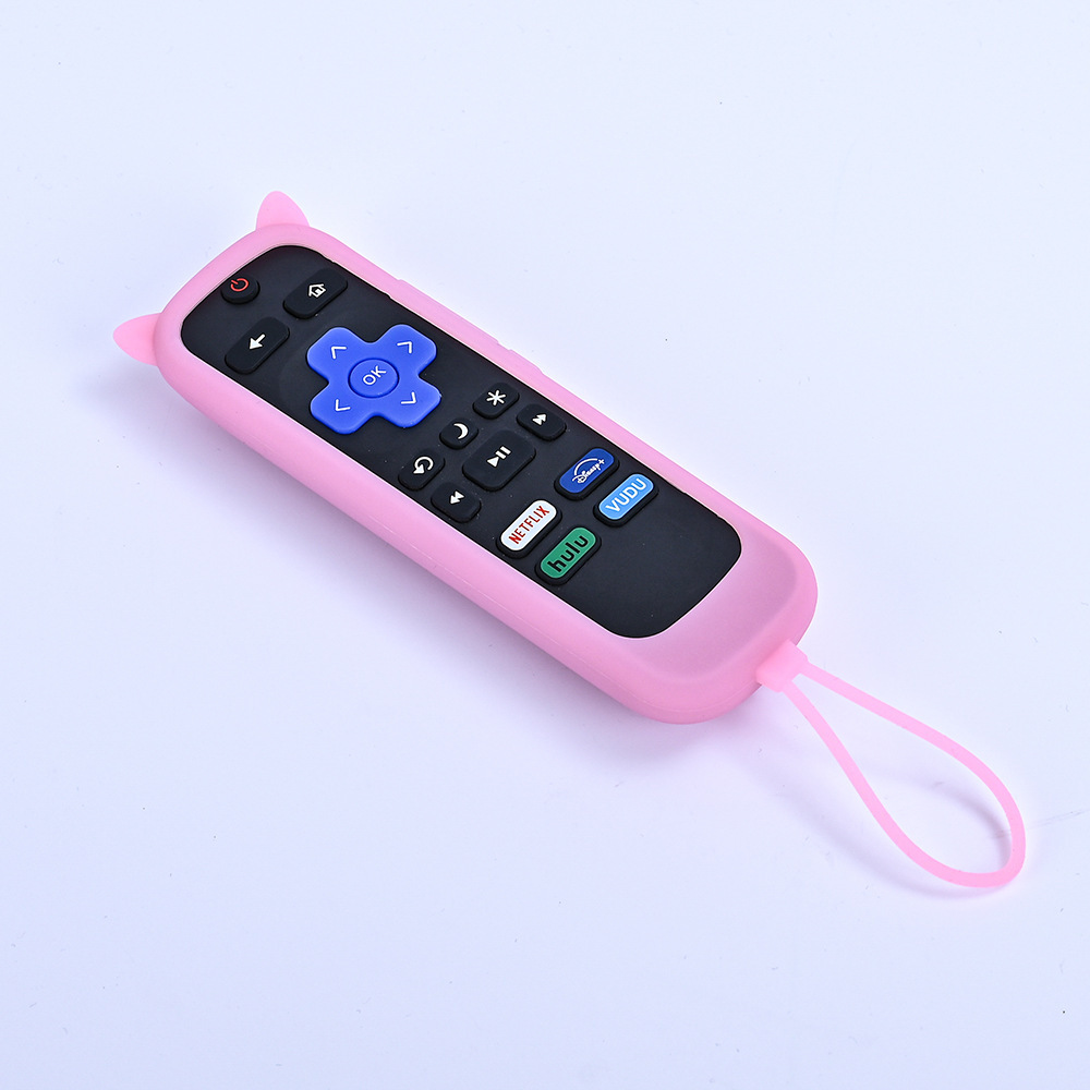 Ready Stock Suitable for Tcl Roku Luminous Remote Control Silicone Protective Cover 280Tv Anti-Fall Thickeneded Soft Cat Ears