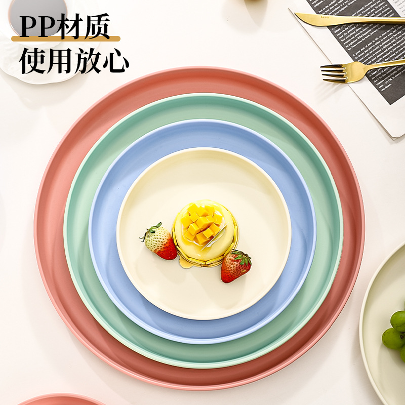 Thickened Plastic Scandinavian Creative Round Tray Tea Cup Fruit Living Room Water Cup Tray Kindergarten Home Coffee Shop Tray