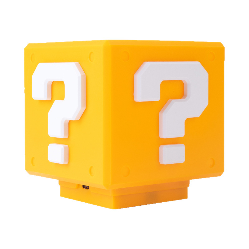Mario Question Mark Light Cube Sound-Emitting Led Light USB Rechargeable Night Light Bedroom Gaming Room Atmosphere Light Rechargeable
