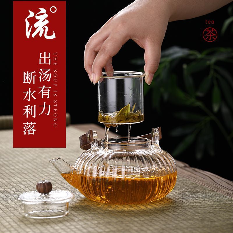 Pumpkin Teapot High Borosilicate Glass Teapot Transparent Glass Flower Tea Health Pot Foreign Trade Teapot